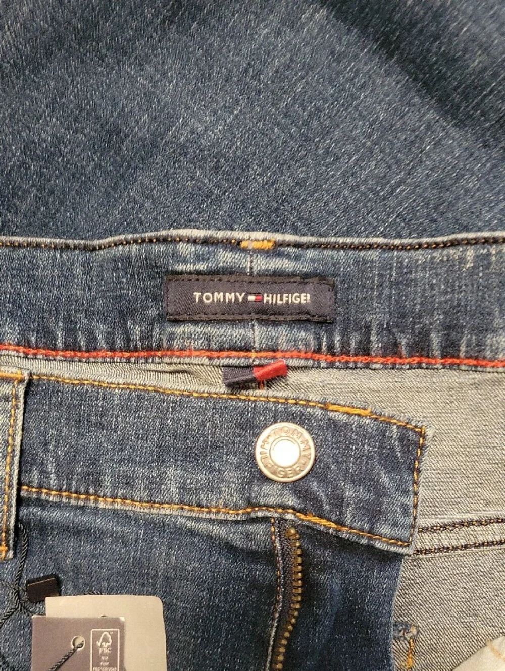 Tommy Hilfiger Men’s Slim Straight Jeans in Dark Blue Wash